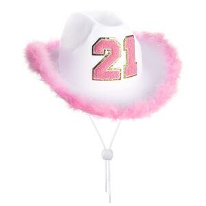 8262 21st Birthday Pink Cowboy Hat- Birth Day Outfit Gifts For Women